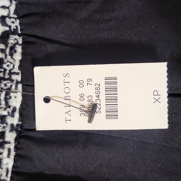 Talbots Textured Tweed Open Front Cardigan Jacket Black White Women's 1X Petite - Picture 5 of 12